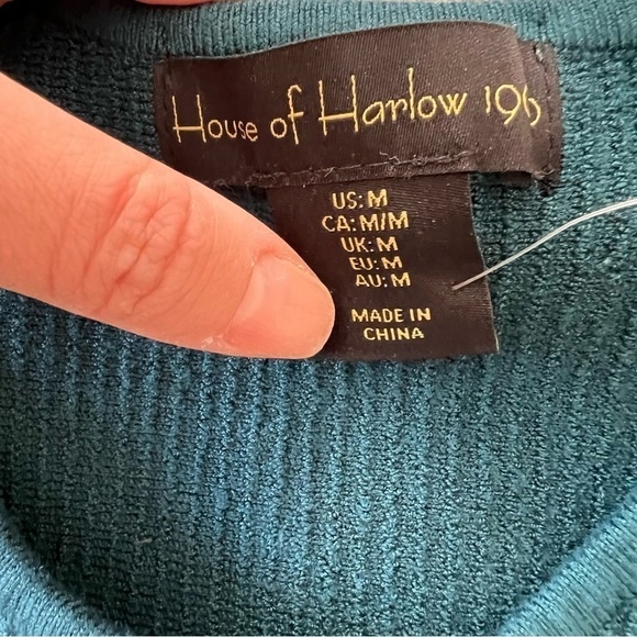 NWOT HOUSE OF HARLOW 1960 Ribbed Bodycon 2-Piece Set Blue Medium - Picture 6 of 7